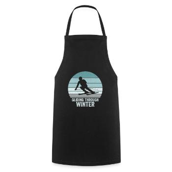 Glisse à travers Winter Skier Vintage Ski - Tablier de cuisine - noir - Devant - AI Model Male 185 dark (185cm)