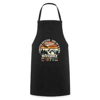 Original November 1978 44th Birthday Gift - Cooking Apron - black - Front - AI Model Male 185 dark (185cm)