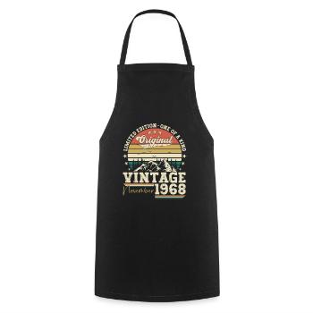 Original November 1968 54th birthday gift - Cooking Apron - black - Front - AI Model Male 185 dark (185cm)
