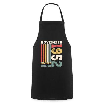 Original November 1952 70th birthday gift - Cooking Apron - black - Front - AI Model Male 185 dark (185cm)