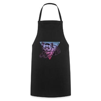 Retro Cat Graphic Cat for Cat Owners - Cooking Apron - black - Front - AI Model Male 185 dark (185cm)