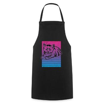 Chat graphique Retro Cat pour les propriétaires de chats - Tablier de cuisine - noir - Devant - AI Model Male 185 dark (185cm)
