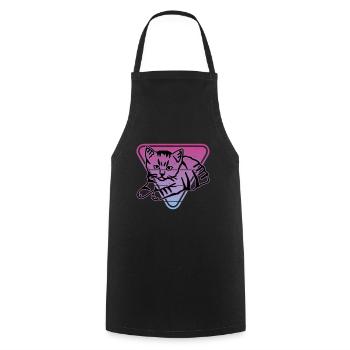 Chat graphique Retro Cat pour les propriétaires de chats - Tablier de cuisine - noir - Devant - AI Model Male 185 dark (185cm)