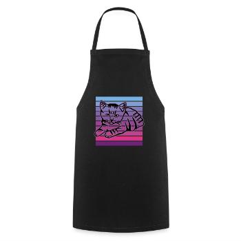 Chat rétro graphique chat pour les propriétaires de chats - Tablier de cuisine - noir - Devant - AI Model Male 185 dark (185cm)