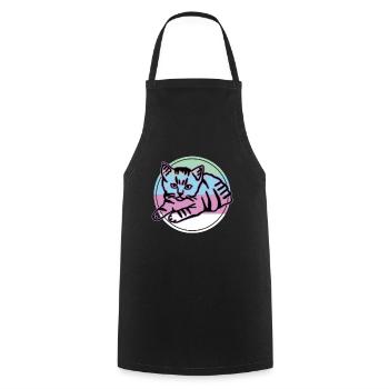 Chat graphique Retro Cat pour les propriétaires de chats - Tablier de cuisine - noir - Devant - AI Model Male 185 dark (185cm)