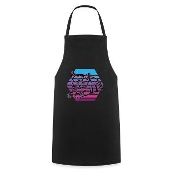 Chat graphique Retro Cat pour les propriétaires de chats - Tablier de cuisine - noir - Devant - AI Model Male 185 dark (185cm)