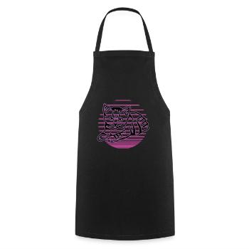 Chat graphique Retro Cat pour les propriétaires de chats - Tablier de cuisine - noir - Devant - AI Model Male 185 dark (185cm)
