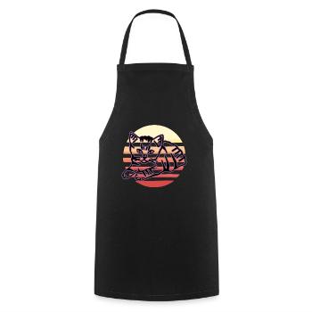 Chat graphique Retro Cat pour les propriétaires de chats - Tablier de cuisine - noir - Devant - AI Model Male 185 dark (185cm)