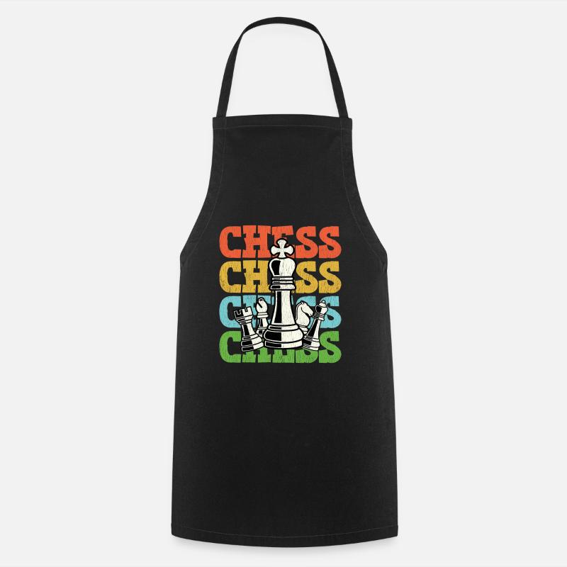 Échecs Rétro Vintage - Tablier de cuisine - noir