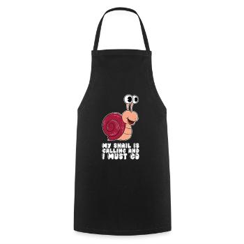 My snail is calling and I have to go - Cooking Apron - black - Front - AI Model Male 185 dark (185cm)