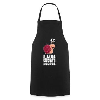 I like snails and 3 people - Cooking Apron - black - Front - AI Model Male 185 dark (185cm)