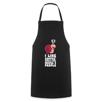 I like coffee snails and 3 people - Cooking Apron - black - Front - AI Model Male 185 dark (185cm)