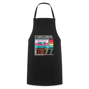 Décembre Né 1977 Cadeau de 45e anniversaire - Tablier de cuisine - noir - Devant - AI Model Male 185 dark (185cm)