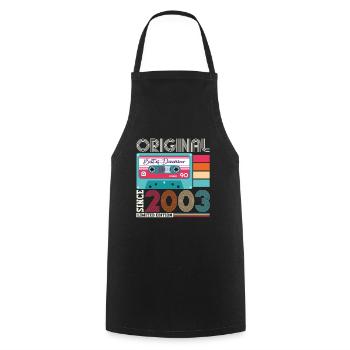 Décembre Année 2003 Cadeau du 19e anniversaire - Tablier de cuisine - noir - Devant - AI Model Male 185 dark (185cm)