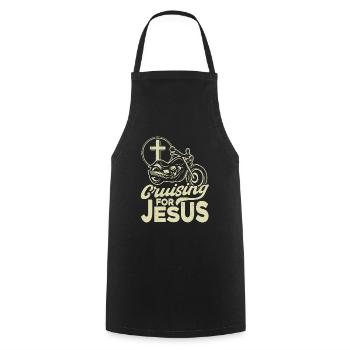 Faith Christian Motorcyclist Gift - Cooking Apron - black - Front - AI Model Male 185 dark (185cm)