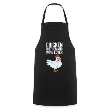 Mère de poulet et amateur de vin - Tablier de cuisine - noir - Devant - AI Model Male 185 dark (185cm)