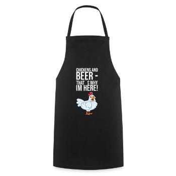 Poulets et bière, c’est pourquoi je suis ici - Tablier de cuisine - noir - Devant - AI Model Male 185 dark (185cm)