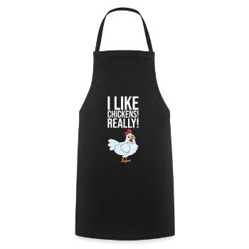 I Like Chickens Really - Cooking Apron - black - Front - AI Model Male 185 dark (185cm)