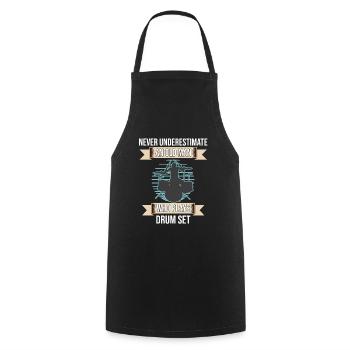 Ne sous-estimez jamais un vieil homme qui joue de la batterie - Tablier de cuisine - noir - Devant - AI Model Male 185 dark (185cm)