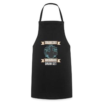Ne me dérangez pas, je joue au batteur de la batterie - Tablier de cuisine - noir - Devant - AI Model Male 185 dark (185cm)