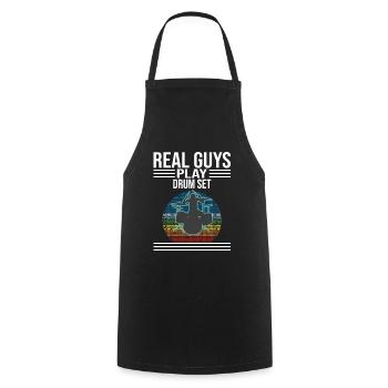 De vrais gars jouent au batteur de batterie - Tablier de cuisine - noir - Devant - AI Model Male 185 dark (185cm)