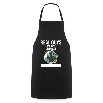 De vrais gars jouent au batteur de batterie - Tablier de cuisine - noir - Devant - AI Model Male 185 dark (185cm)