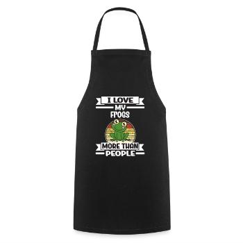 Grenouille J’aime mes grenouilles plus que les gens - Tablier de cuisine - noir - Devant - AI Model Male 185 dark (185cm)