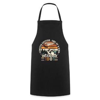December Born 1981 41st birthday gift - Cooking Apron - black - Front - AI Model Male 185 dark (185cm)