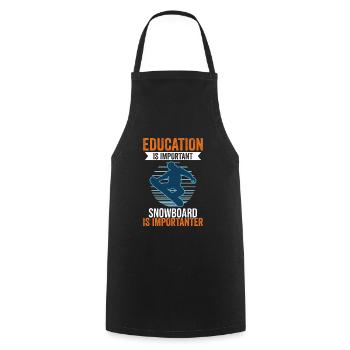 L’éducation est importante Le snowboard est plus important - Tablier de cuisine - noir - Devant - AI Model Male 185 dark (185cm)