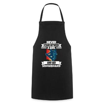Ne vous tenez jamais entre une fille et son snowboard - Tablier de cuisine - noir - Devant - AI Model Male 185 dark (185cm)