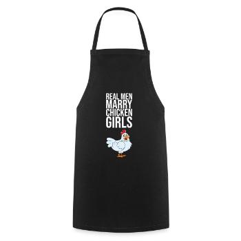 Real Men Marry Chicken Girls - Cooking Apron - black - Front - AI Model Male 185 dark (185cm)
