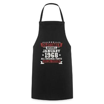 Né en 1968 Janvier 55e anniversaire Homme cadeau - Tablier de cuisine - noir - Devant - AI Model Male 185 dark (185cm)