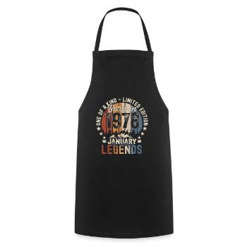 Born 1978 January 45th birthday gift man - Cooking Apron - black - Front - AI Model Male 185 dark (185cm)