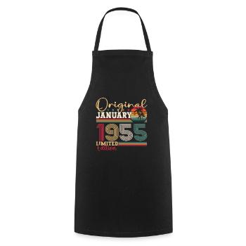Né en 1955 janvier 68e anniversaire cadeau homme - Tablier de cuisine - noir - Devant - AI Model Male 185 dark (185cm)