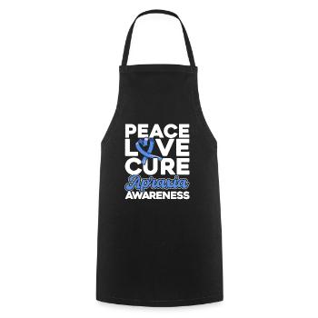 Apraxia Consciousness Blue Ribbon Apraxia Surviving - Cooking Apron - black - Front - AI Model Male 185 dark (185cm)