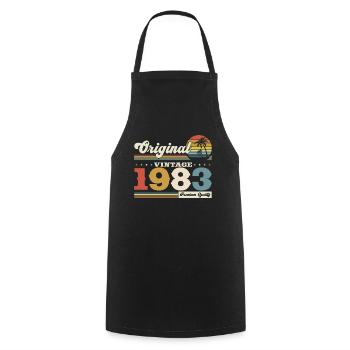Original 1983 Vintage 1983 Birthday 1983 - Cooking Apron - black - Front - AI Model Male 185 dark (185cm)