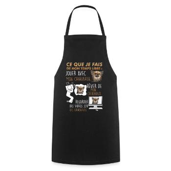 Chien Chihuahua Humour Homme Et Femme - Tablier de cuisine - noir - Devant - AI Model Male 185 dark (185cm)