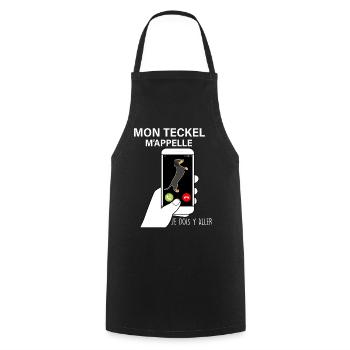 Chien teckel Cadeau Humour Homme Ou Femme - Tablier de cuisine - noir - Devant - AI Model Male 185 dark (185cm)