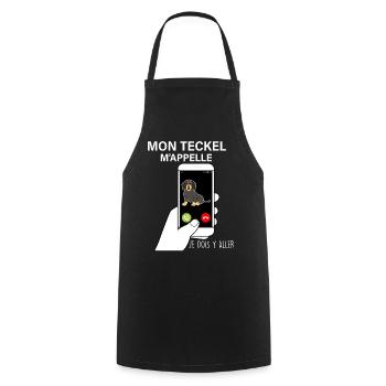 Mon teckel m'appelle Humour Chien - Tablier de cuisine - noir - Devant - AI Model Male 185 dark (185cm)
