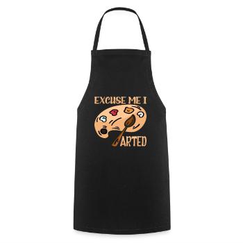 Excuse Me I Arted 9 - Cooking Apron - black - Front - AI Model Male 185 dark (185cm)