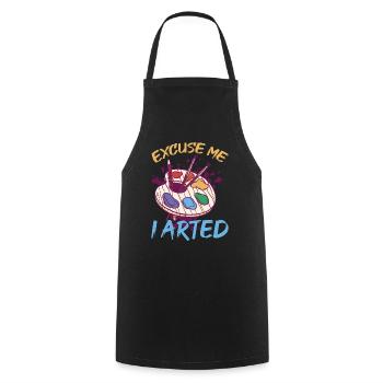 Excuse Me I Arted 8 - Cooking Apron - black - Front - AI Model Male 185 dark (185cm)