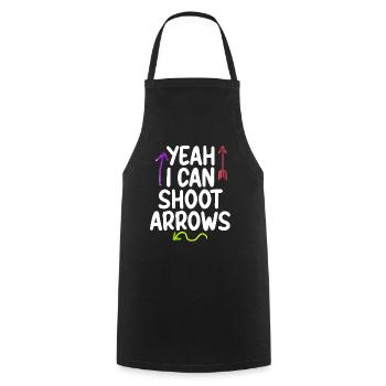 yes i can shoot arrows 2 - Cooking Apron - black - Front - AI Model Male 185 dark (185cm)