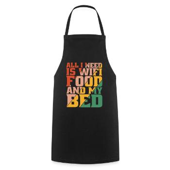 Tout ce dont j’ai besoin, c’est du wifi, de la nourriture et de mon lit 5 - Tablier de cuisine - noir - Devant - AI Model Male 185 dark (185cm)