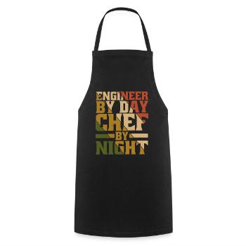 Ingénieur le jour, Chef le soir 9 - Tablier de cuisine - noir - Devant - AI Model Male 185 dark (185cm)