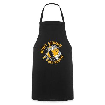 Don't Worry Bee Happy 40 - Cooking Apron - black - Front - AI Model Male 185 dark (185cm)