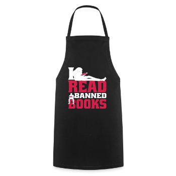 I Read Banned Books 59 - Cooking Apron - black - Front - AI Model Male 185 dark (185cm)