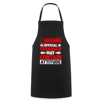 Warning Official Teenager, May Contain Attitude 5 - Cooking Apron - black - Front - AI Model Male 185 dark (185cm)