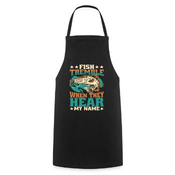 Les poissons tremblent quand ils entendent mon nom 4 - Tablier de cuisine - noir - Devant - AI Model Male 185 dark (185cm)