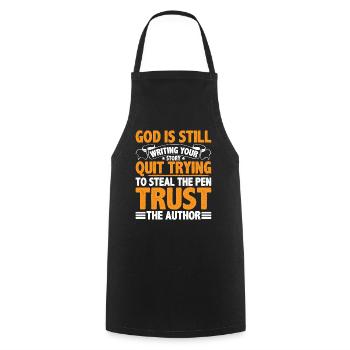 God Is Still Writing Your Story 6 - Cooking Apron - black - Front - AI Model Male 185 dark (185cm)