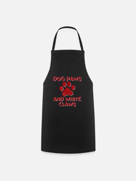 Dog Paws And White Claws 4 - Cooking Apron - black